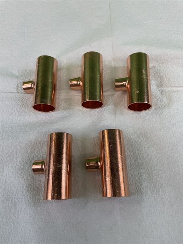 Nibco 611 Wrot Copper Tee 1" x 1" x 1/2"-ACR 1-1/8" OD--LOT OF 5