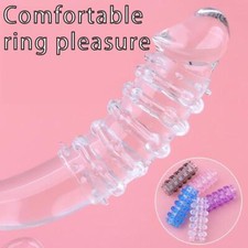 Penis Sleeve Sheath Enlarger Erection Cock Ring Girth Enhancer Reusable Condom