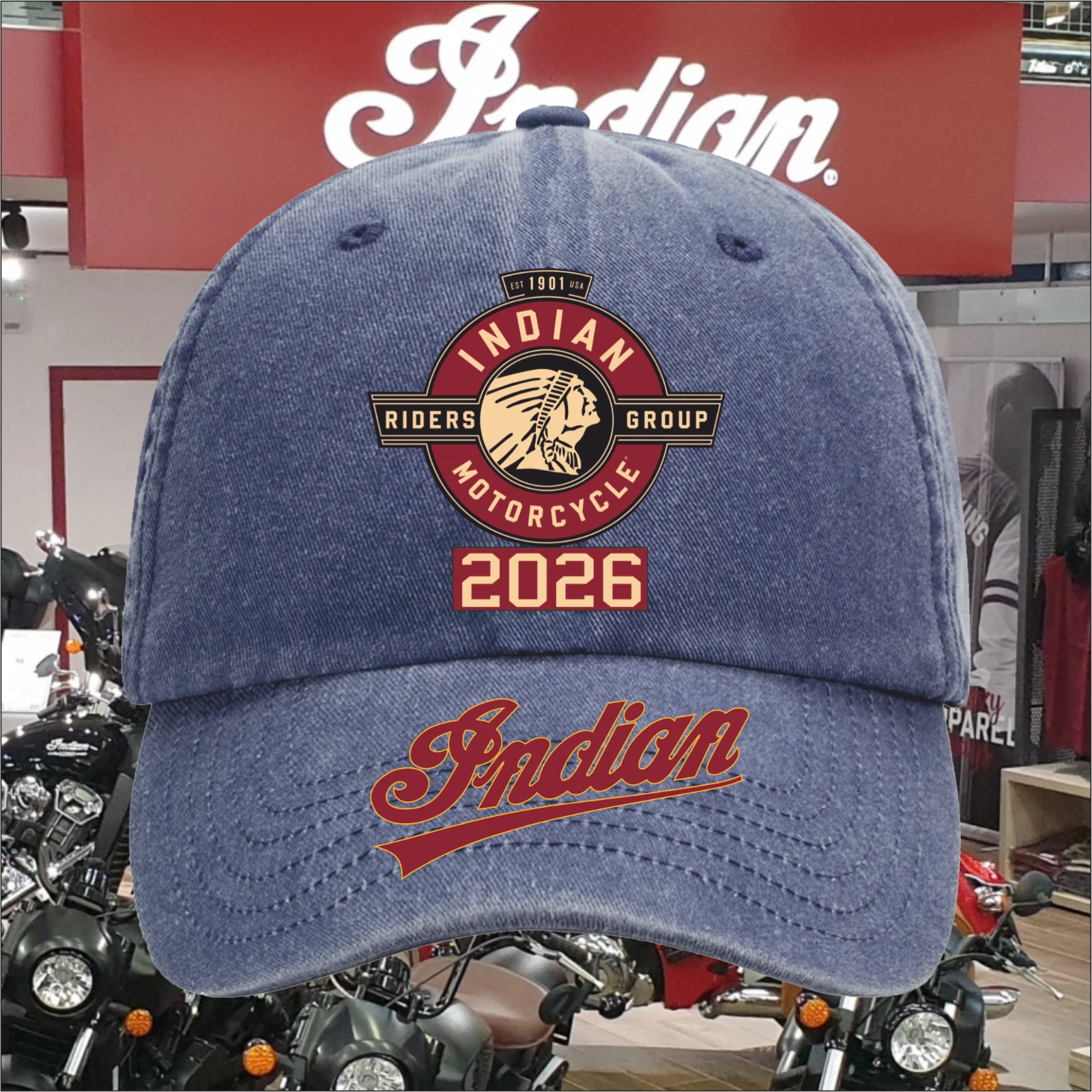 Indian Riders Group Motorcycle Club 26 Relaxed Vintage Baseball Cap 30% Discount
