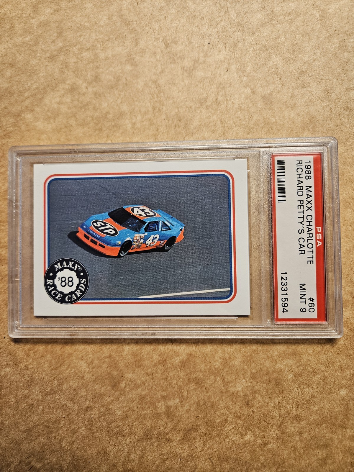 NASCAR HOF'ER RICHARD PETTY'S CAR 1988 MAXX CHARLOTTE #60 GRADED PSA 9 "MINT" view 1