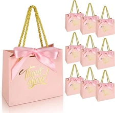 Thank You Gift Bags with Handles 5.5 x 2.4 x 4.7 Inches Small 30 Pack Pink