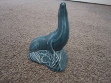 Poole pottery blue glaze seal lion