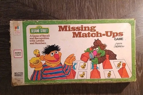 Vintage 1976 Sesame Street Missing Match Ups Board Game Milton Bradley