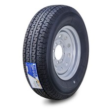 1pc Trailer Tire Assembly St23580r16 10-ply Silver Mod Rim 8 Lug On 6.5