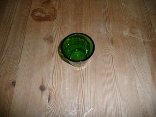 Green glass candle holder approx 65cm tall