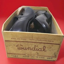 Vintage Unworn Deadstock Sundial Black Leather Heels Made In Usa