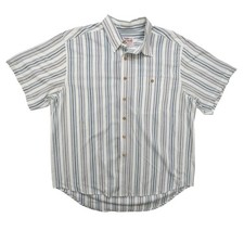 Wrangler Rugged Wear Mens Large Striped Western Snap Button Shirt Vintage