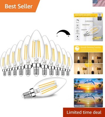 12-Pack Dimmable E12 LED Candelabra Bulbs 60W Equivalent, 2700K Soft Warm Whi...
