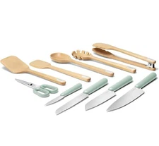 Caraway Kitchen Knife & Wooden Utensil Set Birch Wood Non-Toxic Materials- Mist
