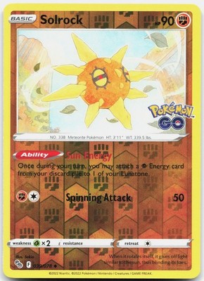 Solrock Reverse Holo Uncommon Pokemon GO 039/078 NM