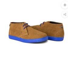 Zapatilla deportiva de manga larga Veldskoen elegantes botas con cordones tostadas con suelas azules talla 6 EE. UU....