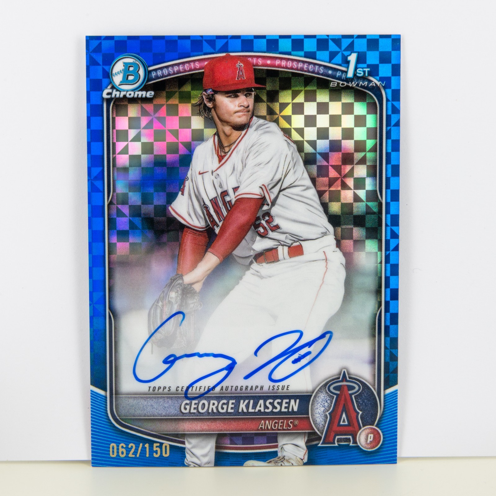 2025 Bowman George Klassen Chrome Auto Blue X-Fractor 1st /150 Angels