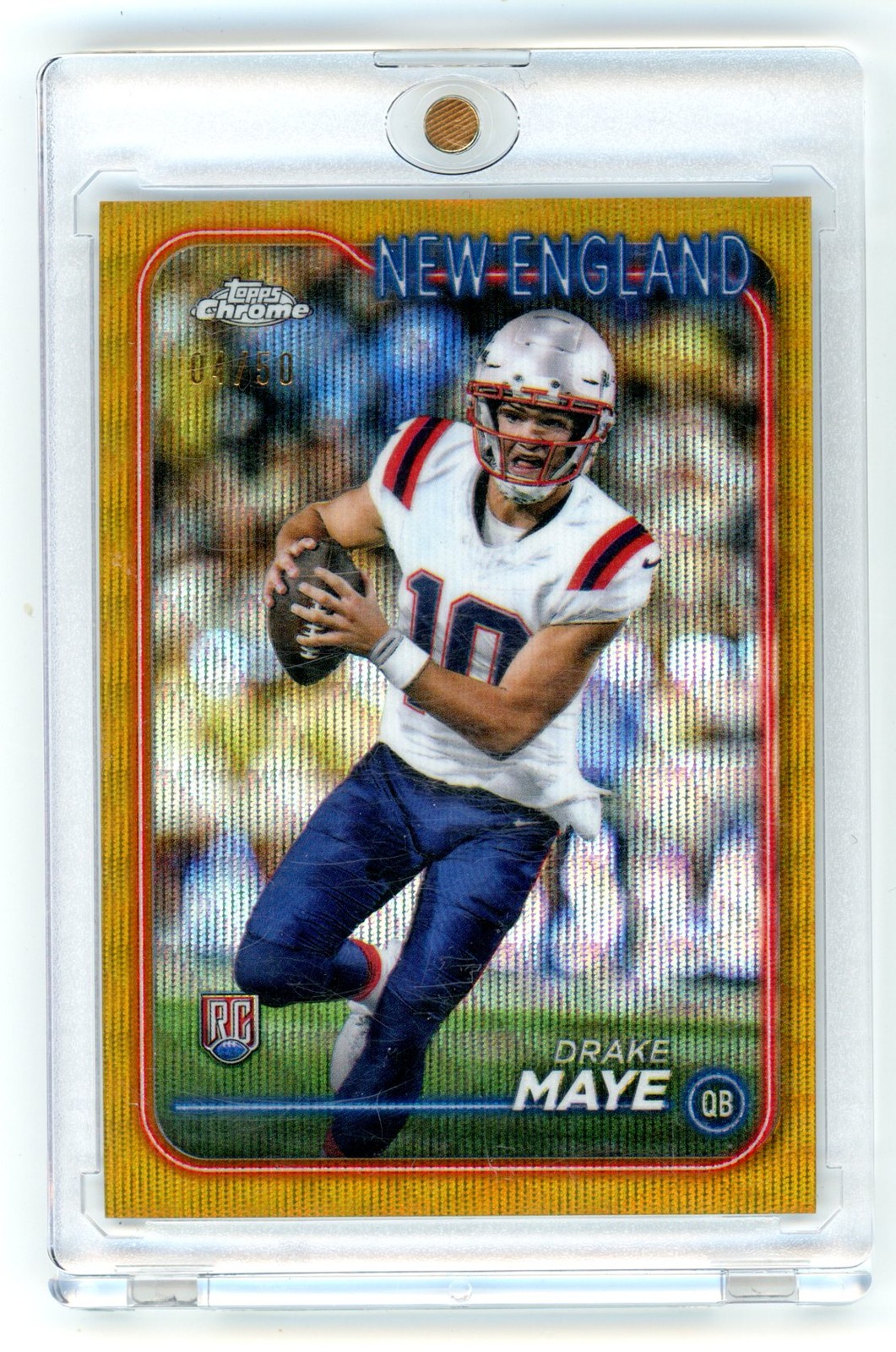 2024 Topps Chrome #203 Drake Maye Gold Wave Refractor #/50 ROOKIE