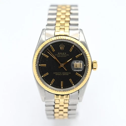 VINTAGE ROLEX DATEJUST 1601 AUTOMATIC WRISTWATCH 14K GOLD STAINLESS STEEL