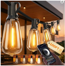 Outdoor String Lights, 100FT Patio Lights for Outside, Smart App  Remote Contro