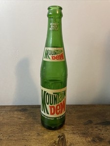 Mountain Dew 1970's Vintage Green Dug Glass Bottle 10 OZ No Chips/Cracks
