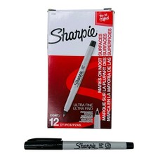 12 Markers Sharpie Ultra Fine Black Permanent Markers Sharpies