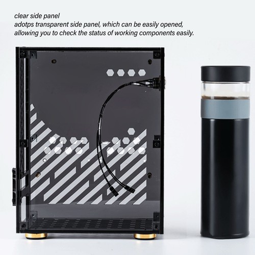 Mini ITX Case 4.3L Clear Acrylic Panel 360° Cooling Cushioning Foot Pads Mini DB - Photo 5/18