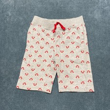 True Religion Sweat Shorts Boys 6 Gray All Over Graphic Logo Print Drawstring