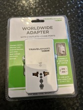 Travel Smart by Conair Worldwide Adapter with 2 USB 2 Outlets 4 Devices At Once