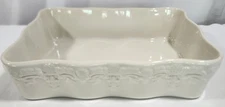 Temptations Tara COUNTRY LACE Cream Ivory Baking Dish Casserole 11.5"x9"