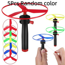 5 Pcs Pull String Flying Disc Propeller Helicopter Outdoor Toys for Kids