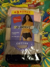 8 Pair Women's Hanes Breathable Cotton Tagless Briefs Size 6 Open Pack WP261