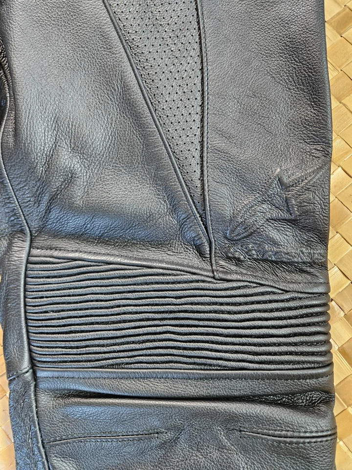 Alpinestars 皮裤男式 32 黑色牛皮隐藏摩托车蝙蝠牛仔裤装甲 — 第 4/4 张图片