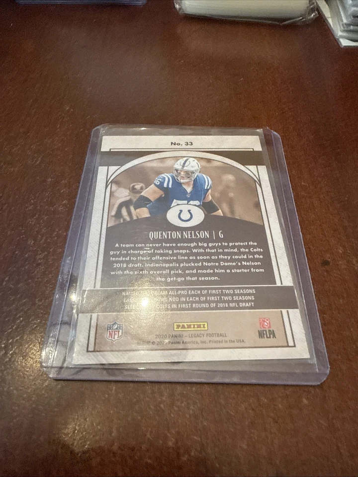 2020 Panini Legacy Yellow /150 Quenton Nelson #33 - Image 3 of 3