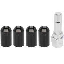 4pcs Black M12x1.5 1.27 Tall Wheel Lock 1 Key For Honda Accord Acura Tlx