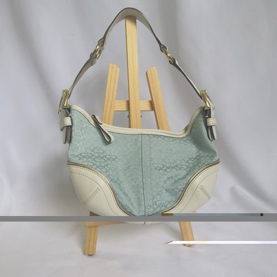 Coach Y2K Mini Hobo Shoulder Bag Periwinkle Blue Ho4J-1455 Brass Rings Gold Trim