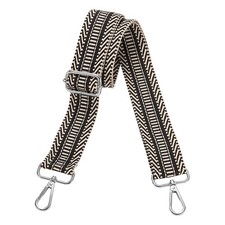 Purse Straps Replacement Crossbody with Silver Buckle, Stripe Black-Beige