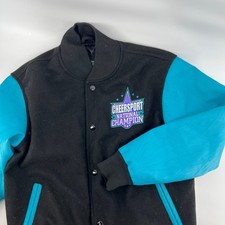 CheerSport National Champion Varsity Jacket Youth Large Wool Blend Teal Y2K