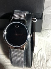 Movado ladies black dial stainless steel watch