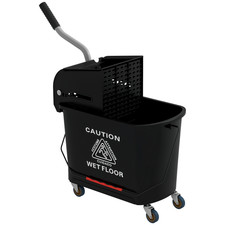 HOMCOM 20L Compact Mop Bucket with Wringer on Wheels Black