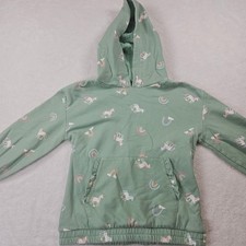 365 Kids Garanimals Girls Green Unicorn Rainbow Ruffle Pocket Hoodie Size 10