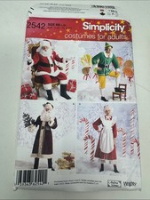 SIMPLICITY UNCUT PATTERN SANTA MRS CLAUS ELF COSPLAY ADULTS BUDDY 2542 CHRISTMAS
