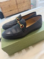 Gucci Black Leather Horsebit Slip-On Loafers Square Toe Men s 43