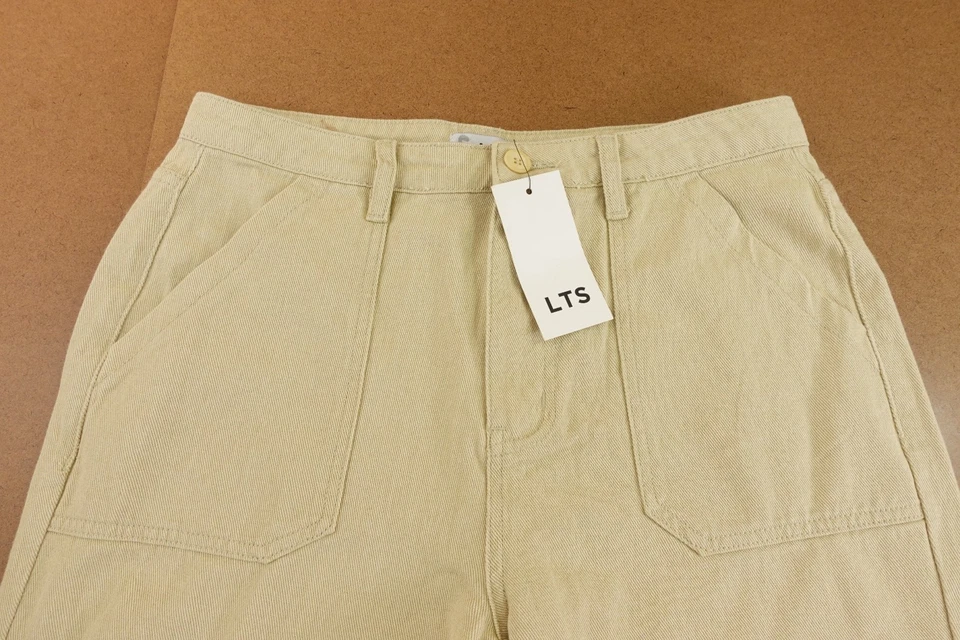 Pantalones cortos largos altos Sally para mujer 10 altos de sarga de algodón crema pierna ancha nuevos con etiquetas Foto 2 de 4