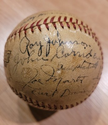 1937 CHICAGO CUBS GABBY HARTNETT HOF SIGNED BASEBALL CHARLIE GRIMM STAN HACK