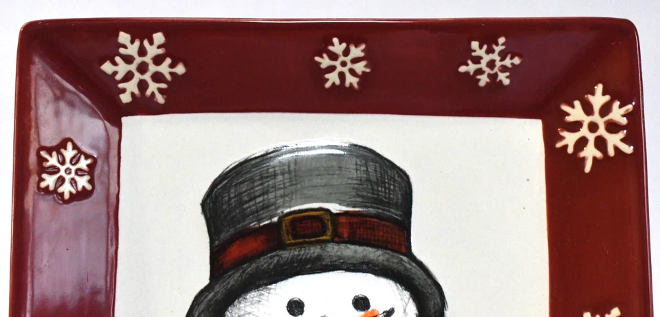 New St. Nicholas Square Yuletide Hand Painted Christmas Snowman Plate 8.25" - Image 4 of 4