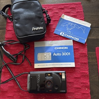 CHINON Auto 3001 w/ CASE - WORKING Multi Auto Focus 35mm f/2.8 Film Camera JAPAN