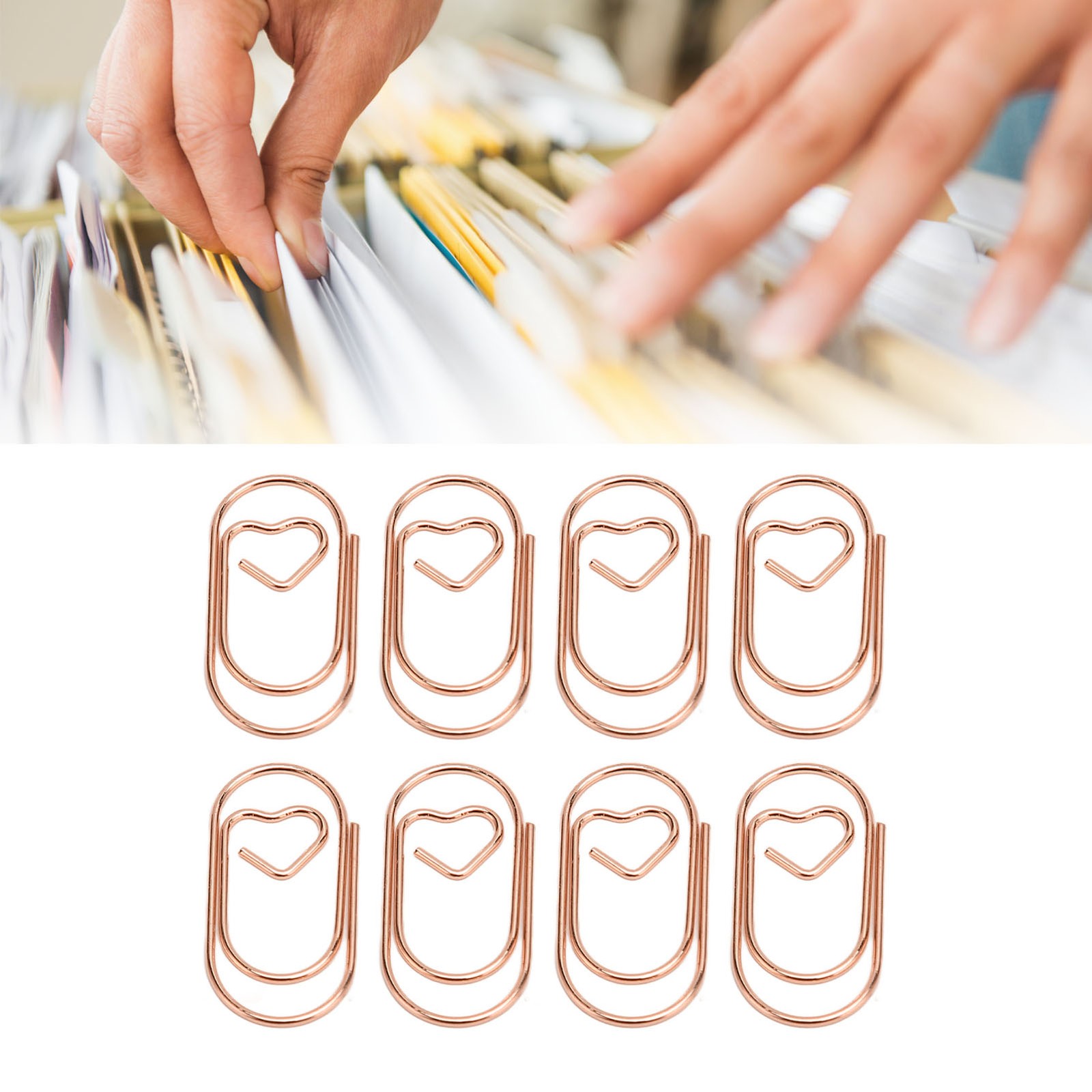 100pcs Paper Clips Portable Heart Shaped Electroplated Paperclip Accessory