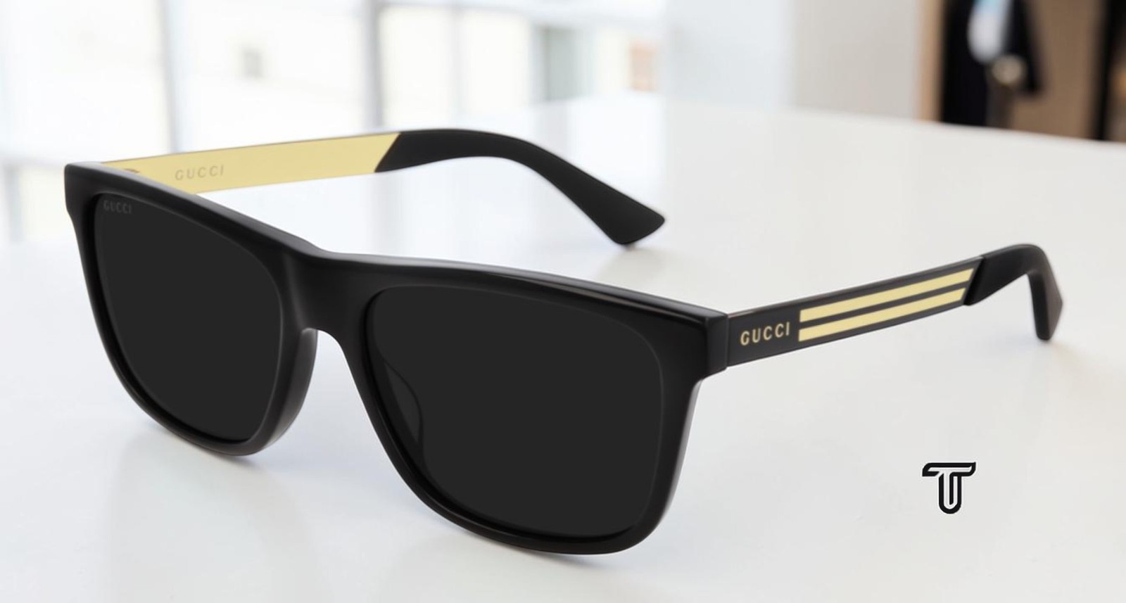 GUCCI GG0687S 002 Rectangular Square Black Shiny Black Grey 57m Men's Sunglasses