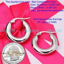 Women's Classic 18K Gold Filled Fashion 1" Medium Size Solid Hoop Earrings L141W