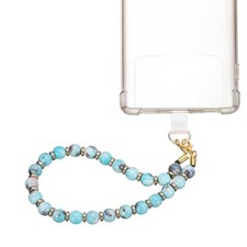 Marble Beaded Phone Wrist Strap, Cellphone Lanyard with Tether Tab, Blue