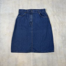 Vintage Denim Skirt A Line Mid Length 30 Waist 24 Length Size Medium 80 s