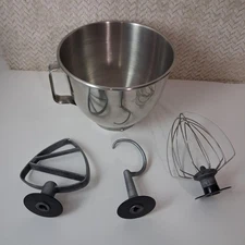 Stainless Steel Mixer Work Bowl 5 Qt 4.7L Silver Replacement Whisk Beater Hook