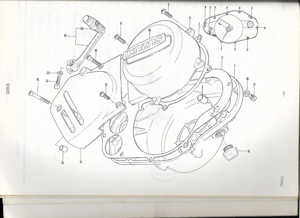 GENUÍNO FABRICANTE DE EQUIPAMENTO ORIGINAL SUZUKI MOTO TM400 1973 Catálogo de Peças Manual Livro - Imagem 3 de 3