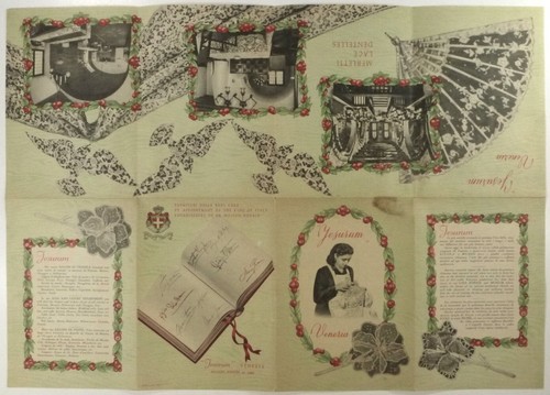 Venice Italy Jesurum Lace School & Museum 1920s Folding Brochure Italian Textile